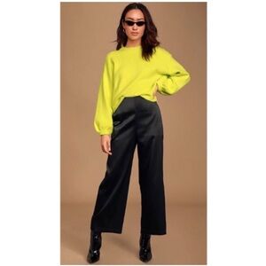Joie Black Satin Wide-Leg Pants